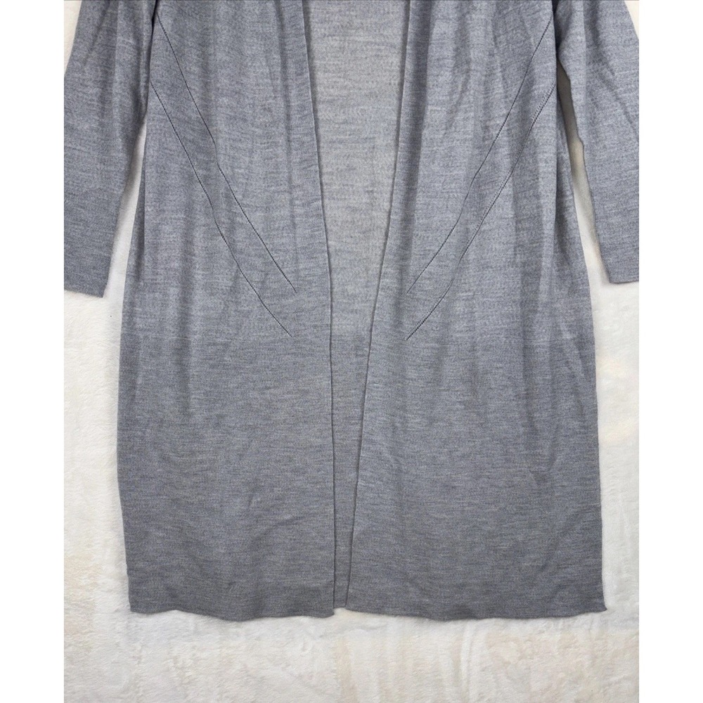 Talbots Petites Gray Pure Merino Wool Long Cardigan/Duster Sweater Large (LP) - Picture 5 of 15